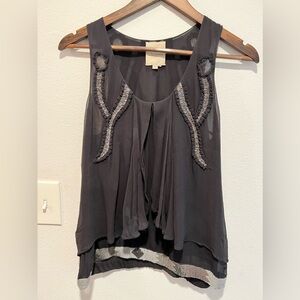 Saivana navy blue and silver sleeveless flowy top, size M